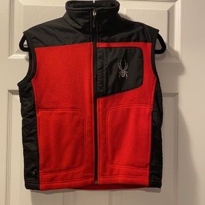 Kids fleece spyder vest- EUC red and black